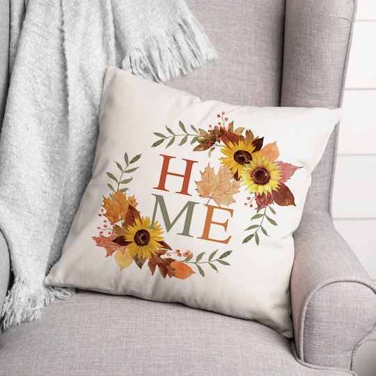Autumn Home Wreath Throw Pillow
